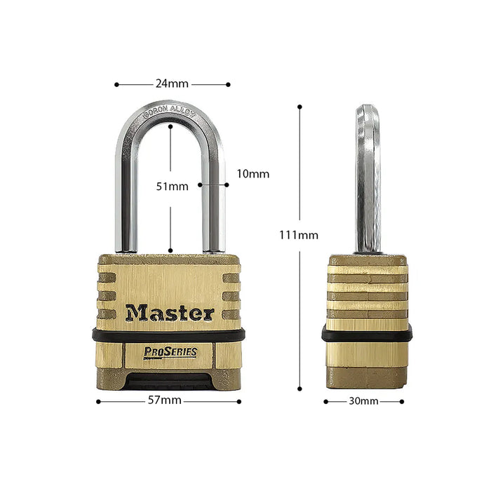 Ổ khóa số càng dài Master Lock 1175DLH cao cấp, thân khóa bằng đồng thau nguyên khối, 4 cọc số