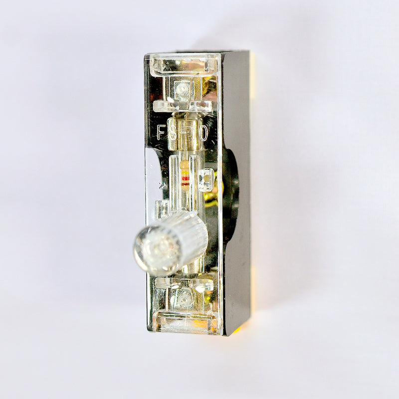 Hộp cầu chì kính lắp thanh ray FS-101 có đèn báo, tải 10A, điện áp 250V/AC, kèm 1 cầu chì 10A