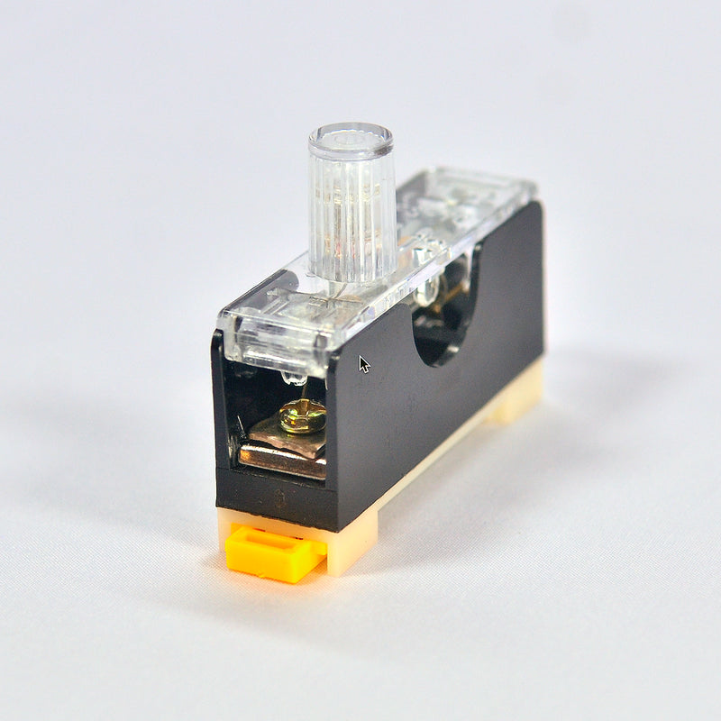 Hộp cầu chì kính lắp thanh ray FS-101 có đèn báo, tải 10A, điện áp 250V/AC, kèm 1 cầu chì 10A