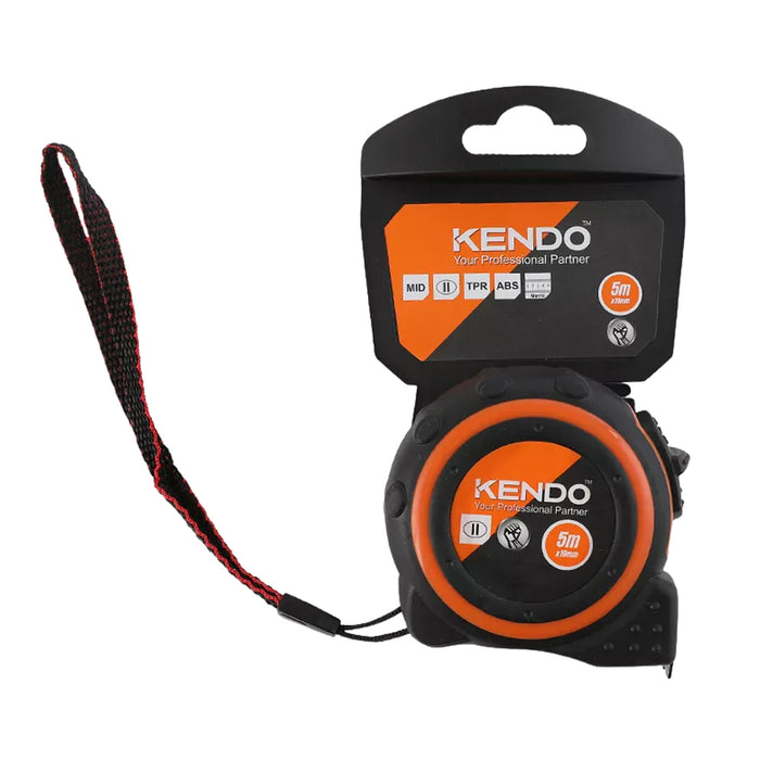 Thước cuộn thép hệ mét Kendo chiều dài từ 3m - 8m, độ chính xác MID II, có kẹp đeo thắt lưng