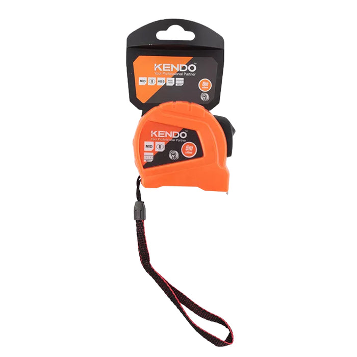 Thước cuộn thép hệ mét khóa tự động Kendo, chiều dài từ 3m - 5m, độ chính xác MID II, có kẹp đeo thắt lưng