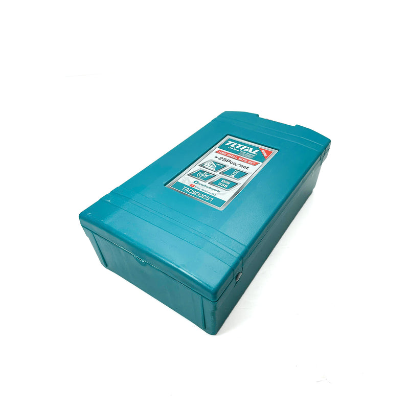 Bộ 25 mũi khoan sắt đuôi tròn TOTAL TACSD0251, kích thước từ 1-13mm