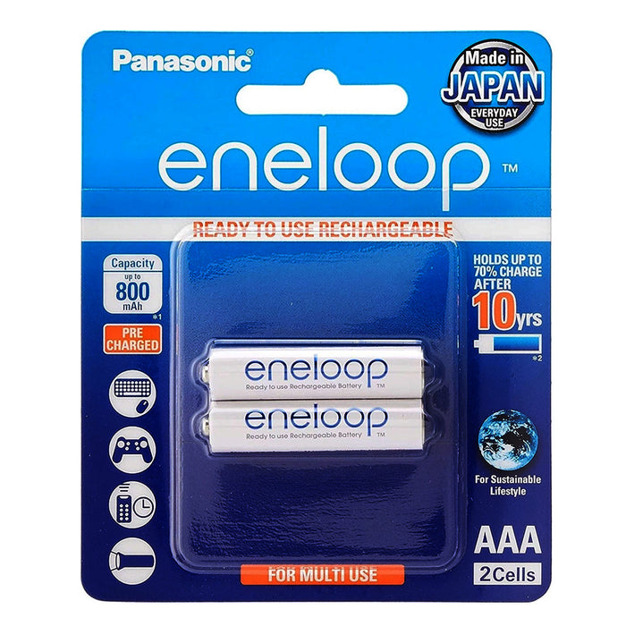 Pin Panasonic Eneloop cỡ AAA, dung lượng 800mAh, vỉ 2 viên, xuất sứ Nhật Bản