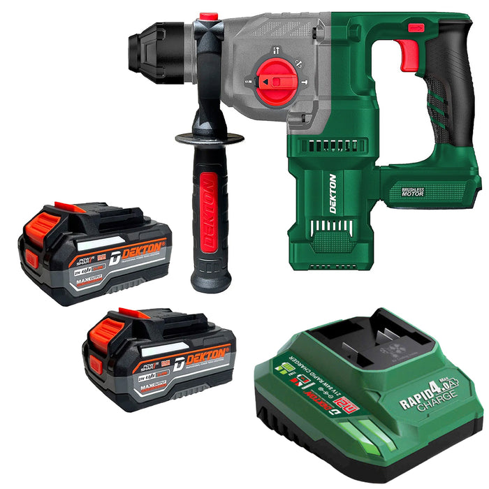 Máy khoan bê tông 3 chức năng Dekton M21-RH2603Plus dùng pin 21V, lực đập 3,2J, đuôi gài SDS-Plus