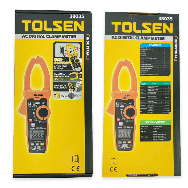 Đồng hồ kẹp đo AC kỹ thuật số công nghiệp 210x75.6x30mm TOLSEN 38035