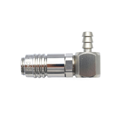 Đầu nối nhanh góc 90° Micro Cupla SHL-Type (Socket) MC-04SHL SUS chất liệu Inox, kiểu đuôi gai nối ống mềm