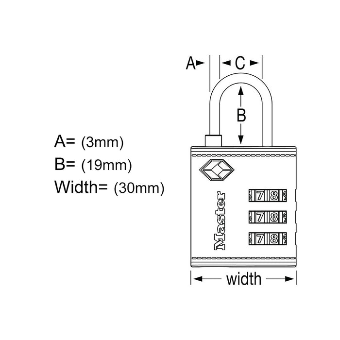 Ổ khóa số mini Master Lock 4692DBRN cao cấp đạt chuẩn TSA, thân khóa bằng kim loại được bọc da 30mm, 3 cọc số