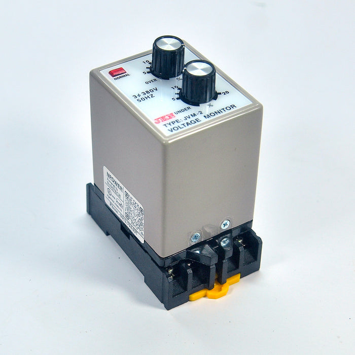 Relay bảo vệ mất pha, nghịch pha, sụt áp và quá áp JKN JVM-2 đi kèm chân đế, điện áp 250V/AC, 50Hz