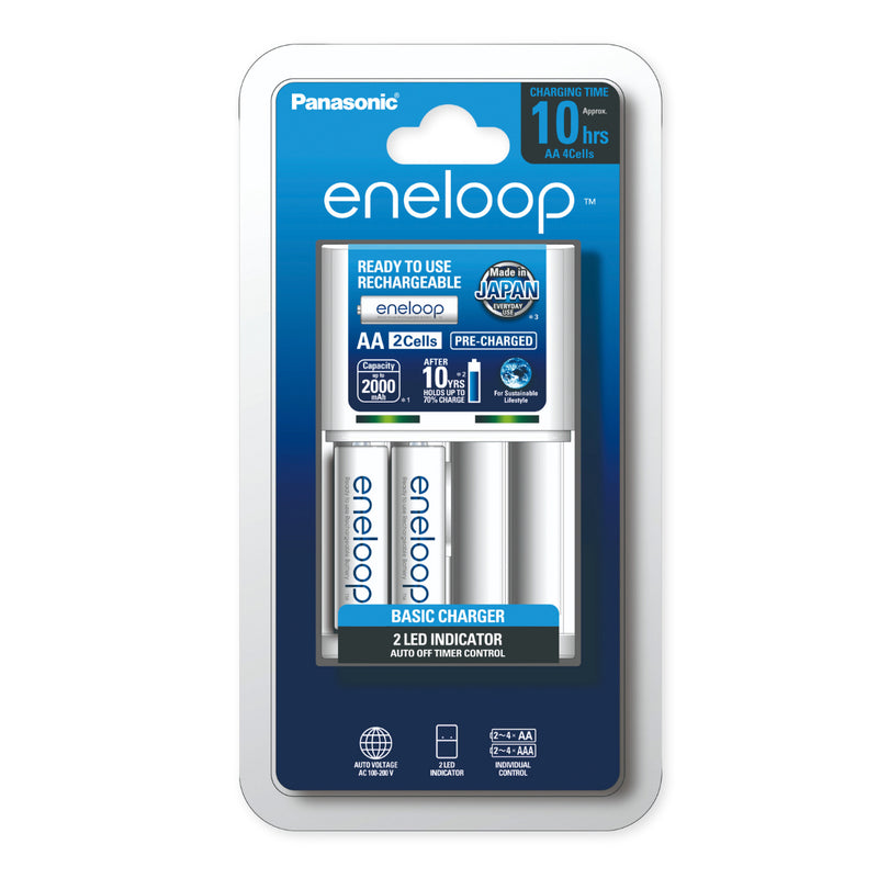 Bộ sạc pin tiêu chuẩn tự động ngắt Panasonic K-KJ51MCC20M, kèm 2 pin AA dung lượng 2000mAh