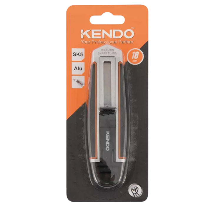Dao rọc giấy thu lưỡi tự động Kendo 30923, kích thước 18mm, lưỡi dao thép SK5, thân hợp kim nhôm