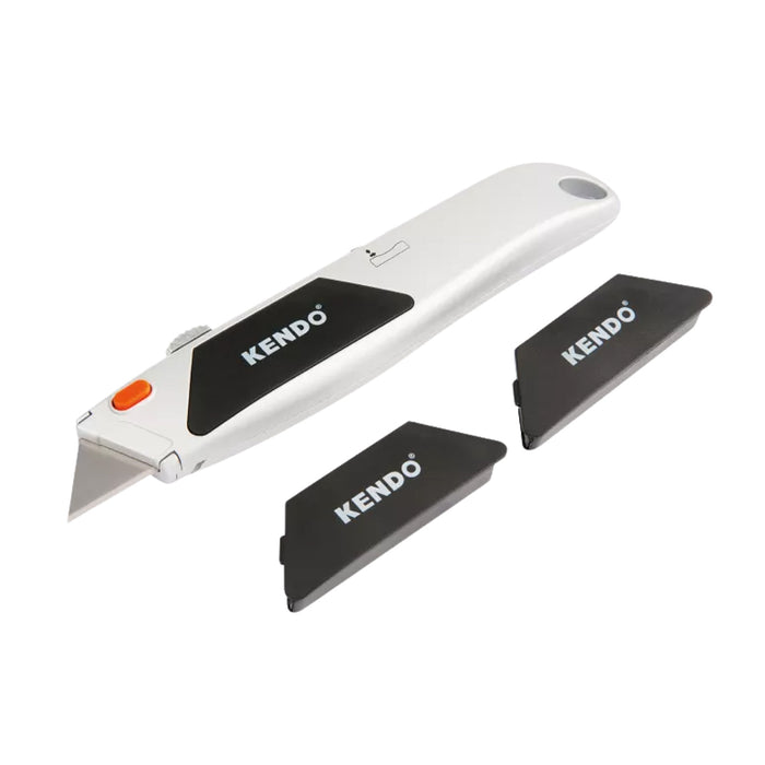 Dao rọc cáp thay lưỡi nhanh Kendo 30604, lưỡi dao thép SK5, 15 lưỡi dao thép SK5 đi kèm, thân nhựa ABS