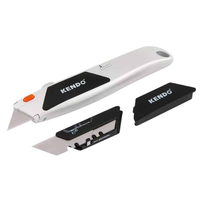 Dao rọc cáp thay lưỡi nhanh Kendo 30604, lưỡi dao thép SK5, 15 lưỡi dao thép SK5 đi kèm, thân nhựa ABS