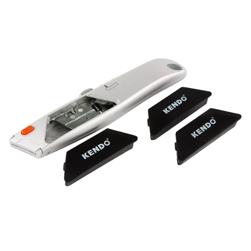 Dao rọc cáp thay lưỡi nhanh Kendo 30604, lưỡi dao thép SK5, 15 lưỡi dao thép SK5 đi kèm, thân nhựa ABS