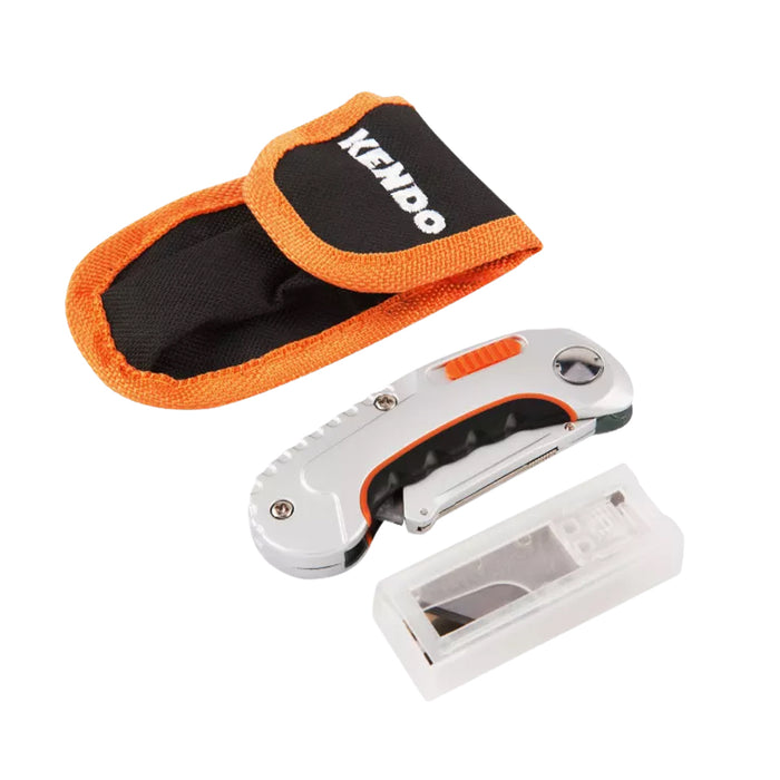 Dao gấp đa năng 2 lưỡi Kendo 30637, lưỡi dao thép SK5, thân hợp kim kẽm