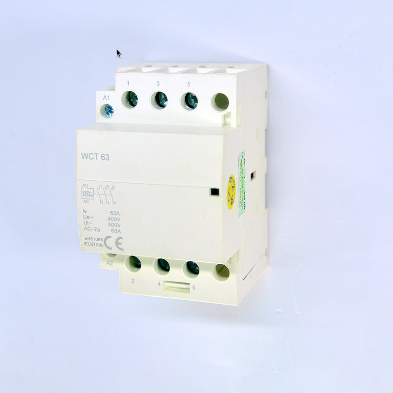 Khởi động từ YOWL WCT-63 3P lắp thanh ray., tải 63A, dòng coil khởi động 250V/AC (Decom)