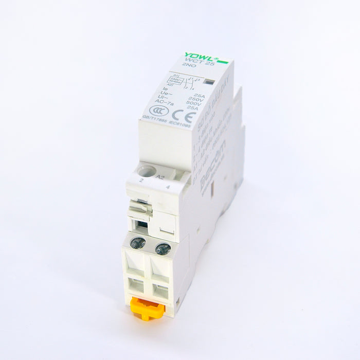 Khởi động từ YOWL WCT-25 1P thân mỏng lắp thanh ray., tải 25A, dòng coil khởi động 250V/AC (Decom)