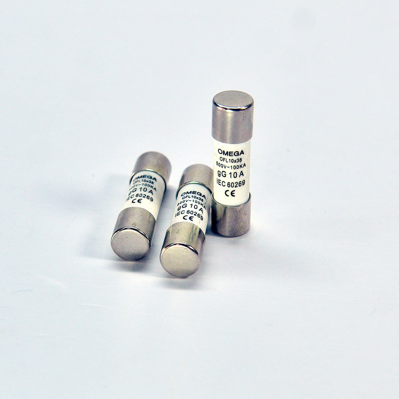 Cầu chì ống, lõi sứ OMEGA (ceramic fuse) thân 10mm x 38mm, tiêu chuẩn IEC-60269, 500V/100KA