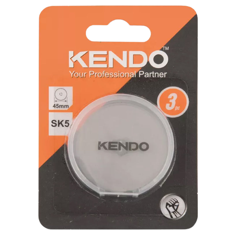 Bộ 3 lưỡi dao tròn xoay Kendo 30949, kích thước 45mm, lưỡi dao thép SK5
