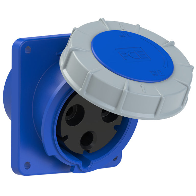 Ổ cắm công nghiệp PCE lắp âm, mặt nghiêng, chịu tải cao từ 63A - 125A, 3 cực (2P+PE) điện áp 230V, kín nước tiêu chuẩn IP67