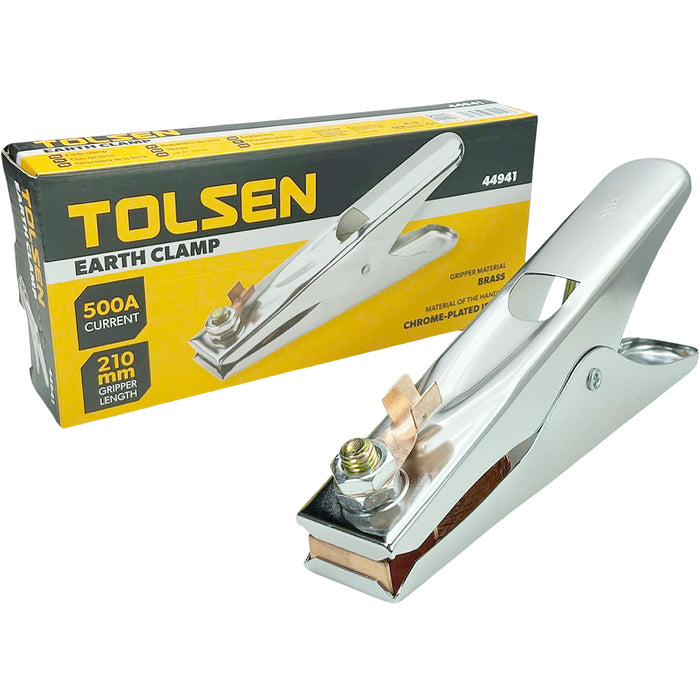 Kẹp Mass cho máy hàn 170 - 210mm, tay cầm sắt mạ Cr, kẹp dồng thau TOLSEN