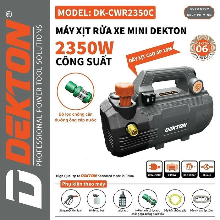Máy xịt rửa chính áp Dekton DK-CWR2350C công suất 2350W, áp lực tối đa 150bar