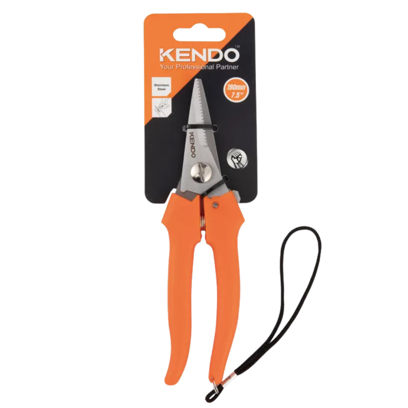 Kéo cắt đa năng Kendo 30752, kích thước 190mm, vật liệu thép không gỉ
