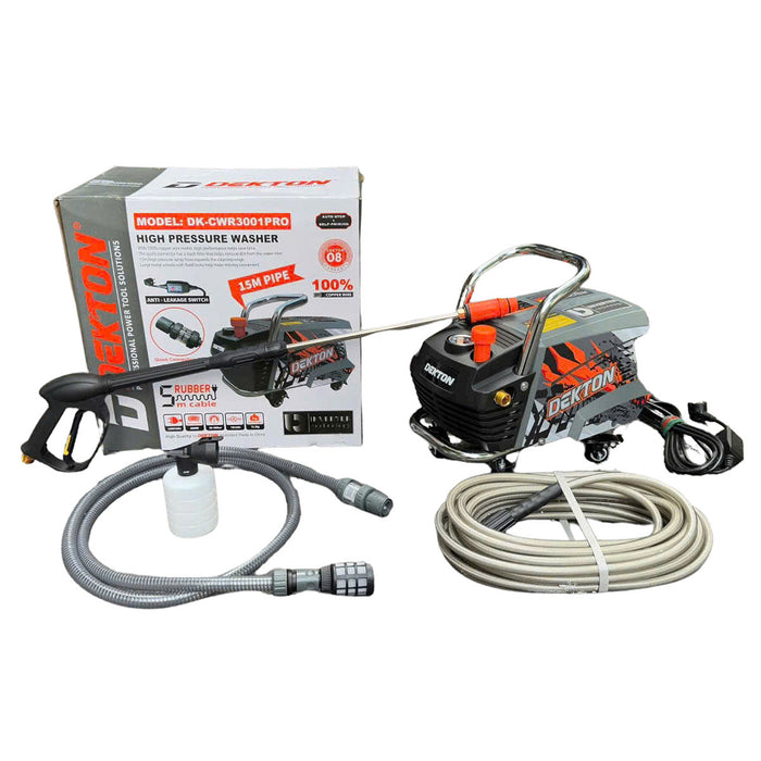 Máy xịt rửa chỉnh áp Dekton DK-CWR3001PROPRO khung kim loại gắn bánh xe, công suất 2000W , áp lực tối đa 180bar