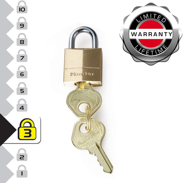 Bộ 4 ổ khóa treo mini Master Lock 120Q, thân khóa bằng đồng thau nguyên khối 20mm