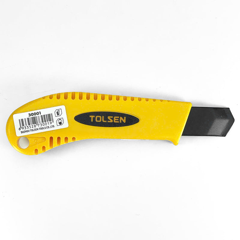 Dao rọc giấy cán nhựa ABS với nút trượt phẳng, kích thước lưỡi 18x100mm TOLSEN 30001