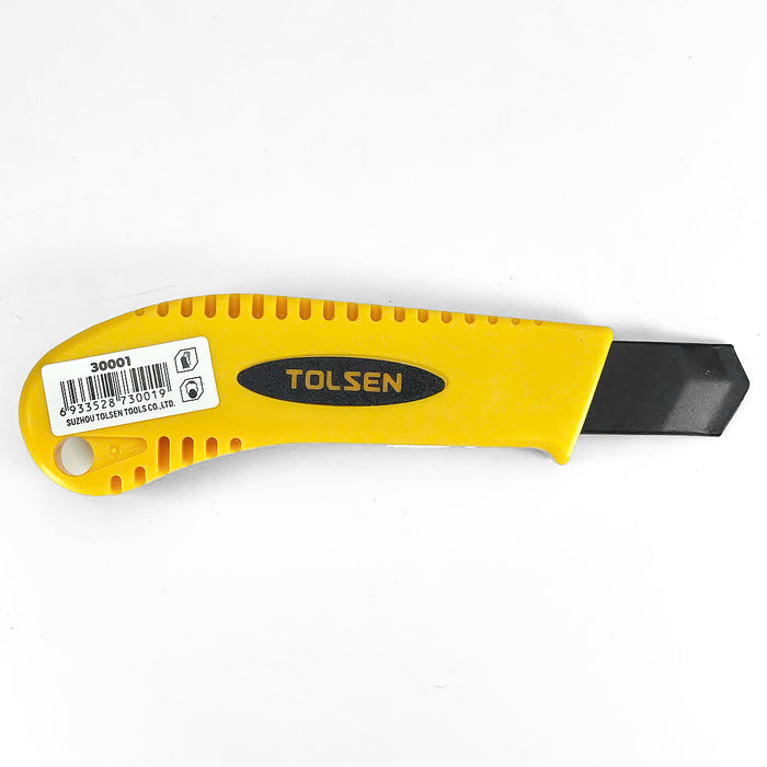 Dao rọc giấy cán nhựa ABS với nút trượt phẳng, kích thước lưỡi 18x100mm TOLSEN 30001