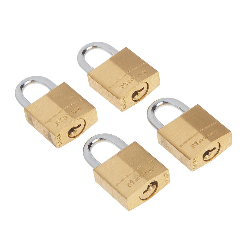 Bộ 4 ổ khóa treo mini Master Lock 120Q, thân khóa bằng đồng thau nguyên khối 20mm