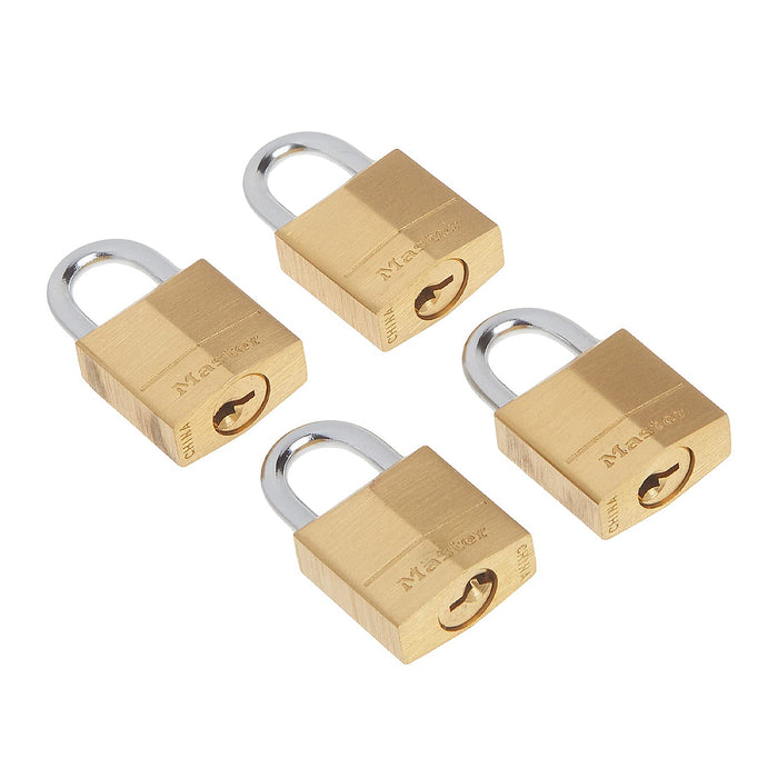 Bộ 4 ổ khóa treo mini Master Lock 120Q, thân khóa bằng đồng thau nguyên khối 20mm