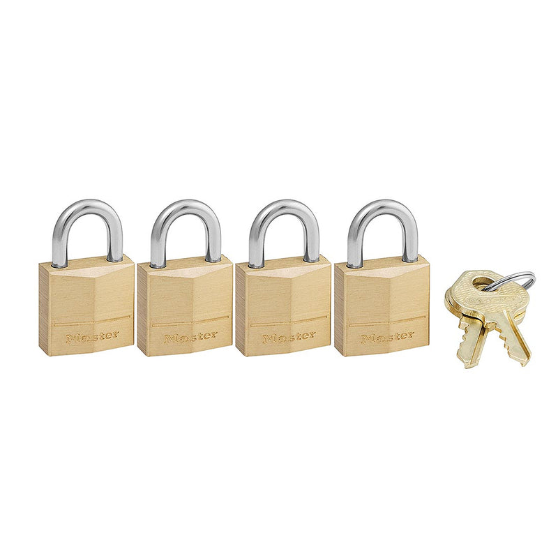 Bộ 4 ổ khóa treo mini Master Lock 120Q, thân khóa bằng đồng thau nguyên khối 20mm
