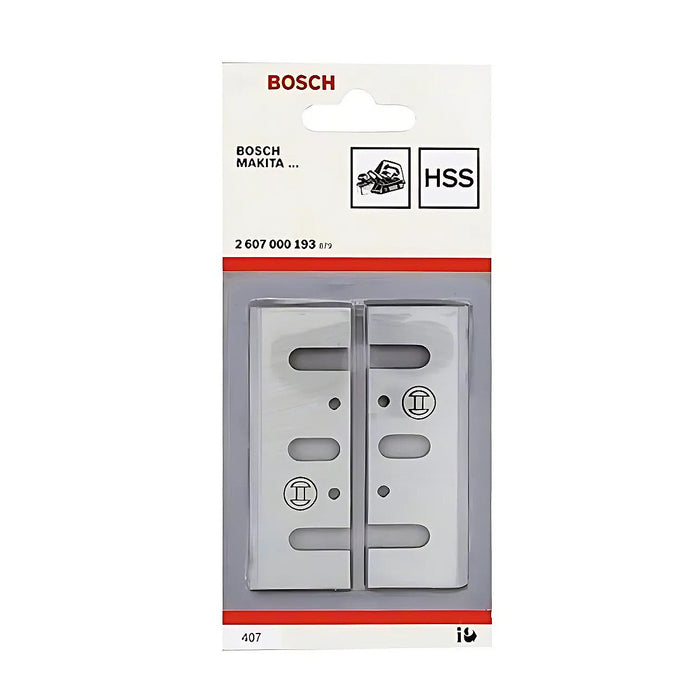 Vỉ 2 lưỡi bào gỗ Bosch 2607000193 kích thước 82mm x 29mm x 3mm, chất liệu thép HSS