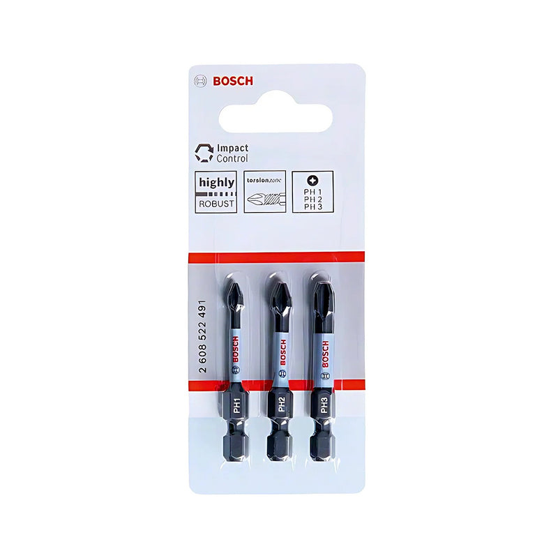 Vỉ 3 mũi vặn vít bake Bosch 2608522491 dài 50mm, chuôi lục giác