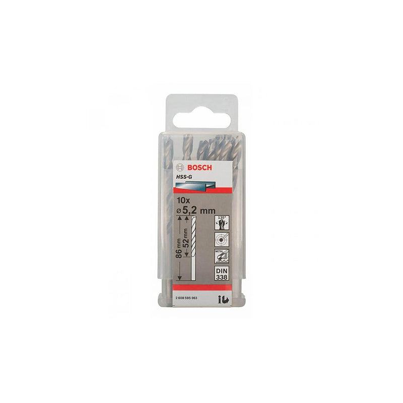 Hộp 10 mũi khoan sắt HSS-G Bosch đường kính từ 1mm - 7.5mm, đuôi trơn (Tiêu chuẩn DIN 338)