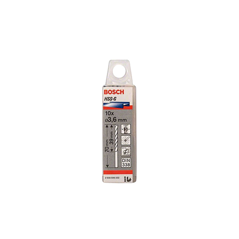 Hộp 10 mũi khoan sắt HSS-G Bosch đường kính từ 1mm - 7.5mm, đuôi trơn (Tiêu chuẩn DIN 338)
