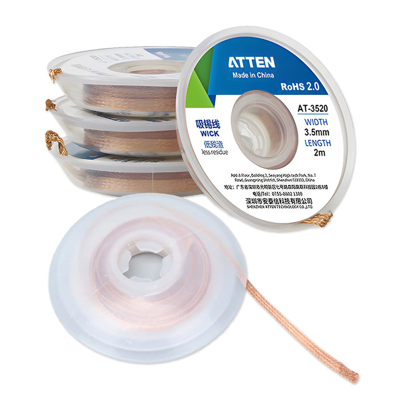 Dây đồng nhuyễn thấm hút chì lỏng hoặc thiếc lõng Atten. Tiêu chuẩn RoHS 2.0