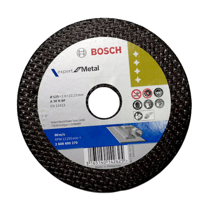 Đá cắt sắt Bosch 2608600270 đường kính 125mm, dày 2.8mm, lỗ cốt 22.2mm, xuất xứ Philippines (Expert for Metal)