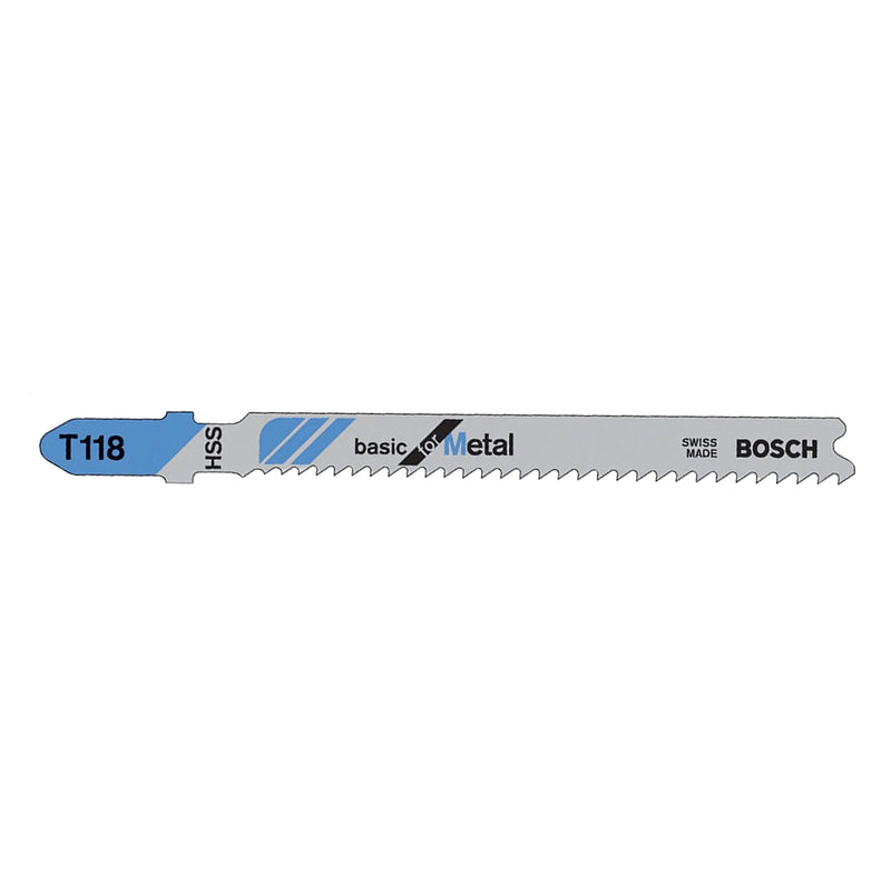 Vỉ 5 lưỡi cưa lọng cắt sắt Bosch T118 vật liệu thép HSS, dài 67mm