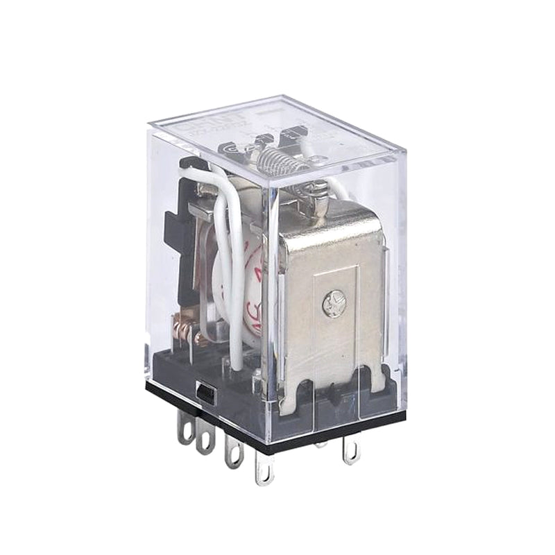 Rờ le kiếng chân dẹp nhỏ Chint JZX-22F Series. Kiểu ghim chân đế.  Tải danh định 5A, Điện áp cuộn coil dãi rộng 24V ~ 380V AC/DC. Tiêu chuẩn CE, UL