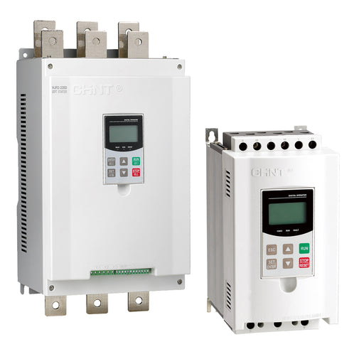 Bộ khởi động mềm Chint NJR2-D Series, External bypass - cần khởi động từ gắn ngoài. Dãy công suất từ 7.5kW ~ 500kW. Tiêu chuẩn CE.