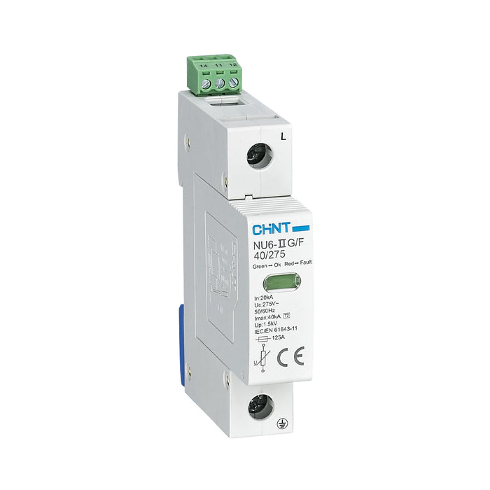 Thiết bị chống sét lan truyền Chint NU6-II G series. Tiêu chuẩn CE, RoHS và CB
