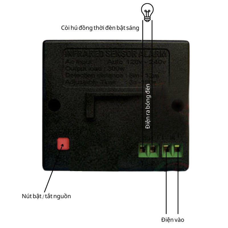 Thiết bị báo động chống trộm hồng ngoại 6 âm thanh liên tục Decom DC113A
