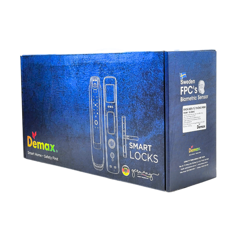 Khóa cửa thông minh cao cấp tay gạt Demax SL-C320, có app Wifi, xuất xứ Malaysia