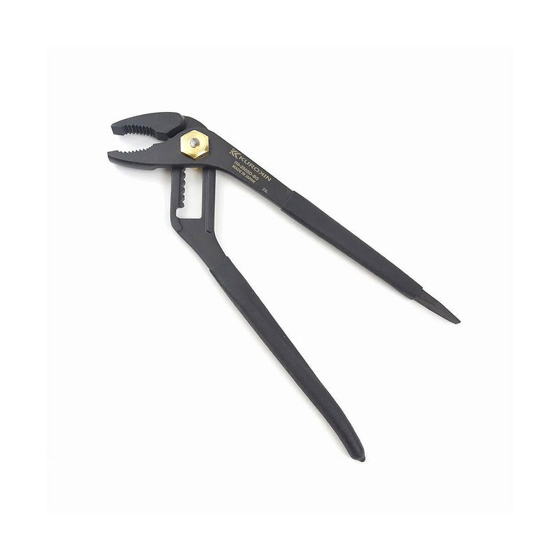 Kìm mỏ quạ Fujiya Kurokin-Series, kích thước 255mm, có lò xo trợ lực và tích hợp đầu tua vít dẹt. Tiêu chuẩn RoHS