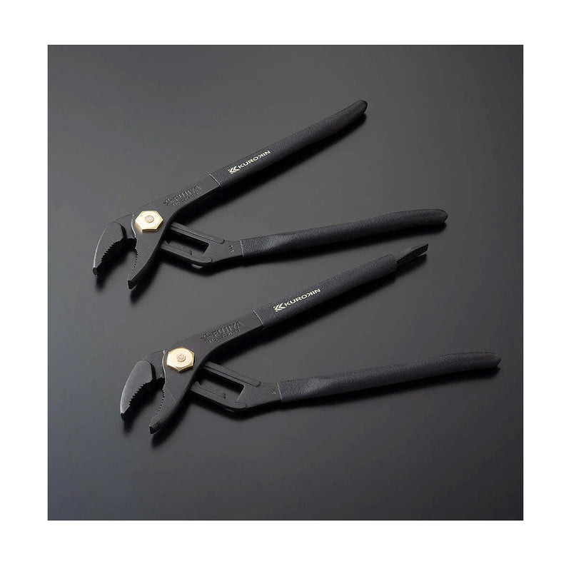 Kìm mỏ quạ, có lò xo trợ lực, tích hợp đầu vít dẹp Fujiya 110-250-BG Series (Kurokin) kích thước 255mm, mở hàm tối đa 47mm