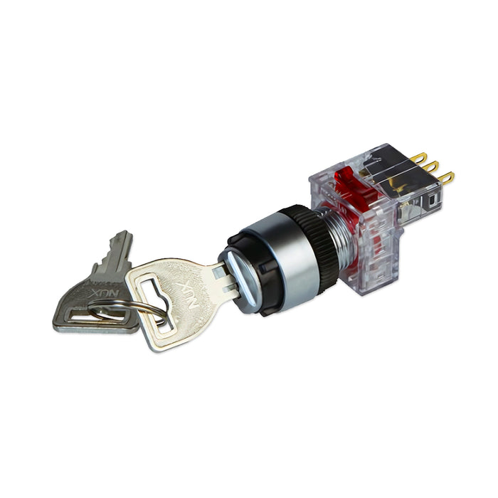 Công tắc gạt có chìa khóa, mặt mạ chrome Hanyoung Nux DRK-R series, Lỗ khoét Ø16mm