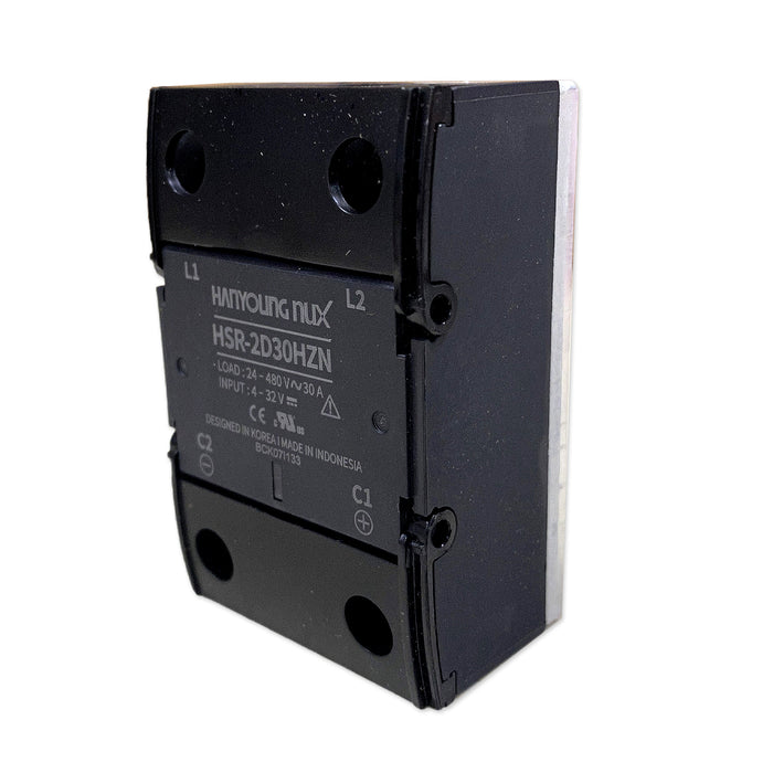 Relay bán dẫn 1 pha cao cấp Hanyoung Nux HSR-2 Series. Tiêu chuẩn CE, UL, RoHS2. Không kèm đế tản nhiệt
