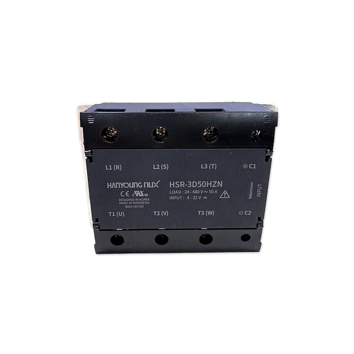 Relay bán dẫn 3 pha cao cấp Hanyoung Nux HSR-3 Series. Tiêu chuẩn CE, UL, RoHS2. Không kèm đế tản nhiệt